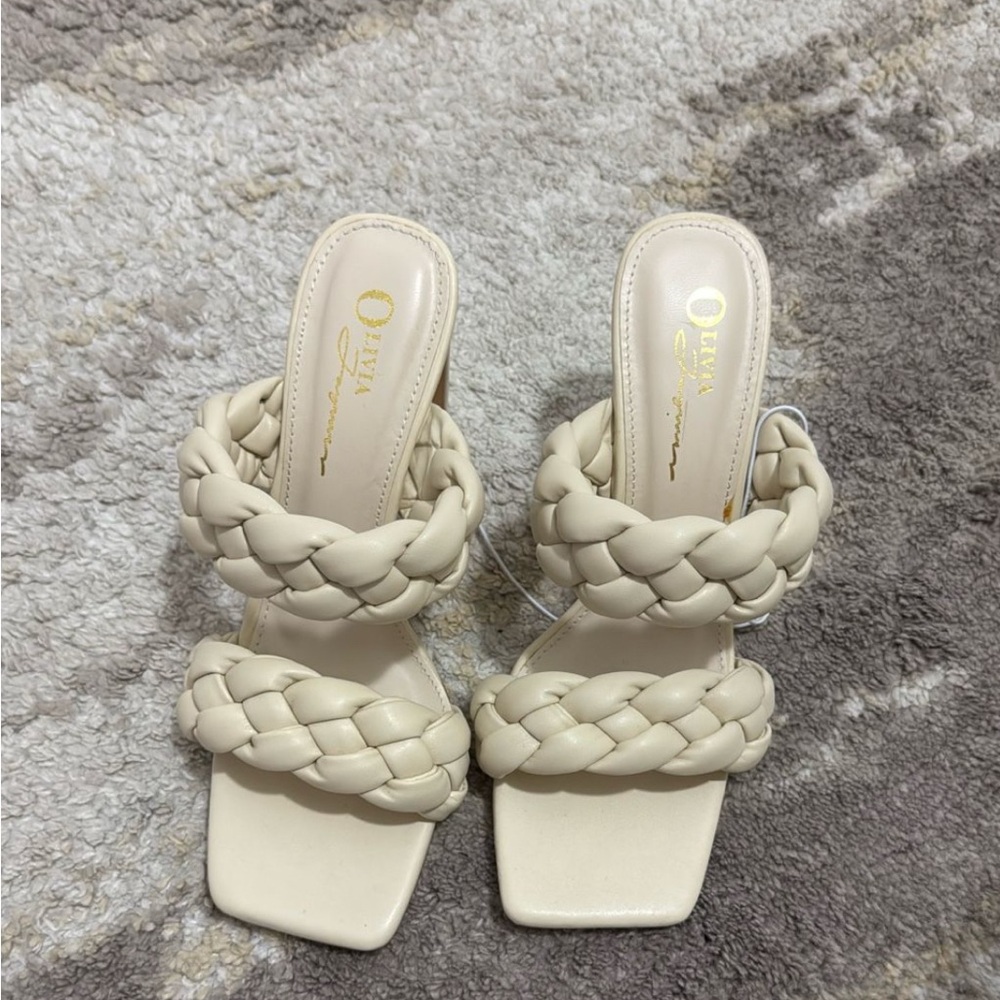 Cream Braided Strap Women Shoes